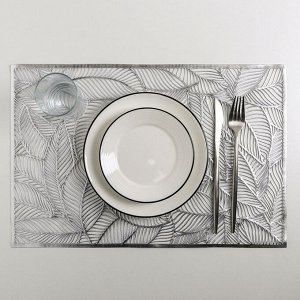 Салфетка кухонная «Листопад», 45?30 см, цвет серебряный