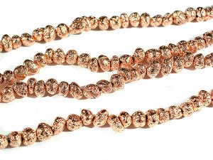 Бусины из лавы галтовка 7-9мм цв.розовое золото, 36,5см, 62 бусины