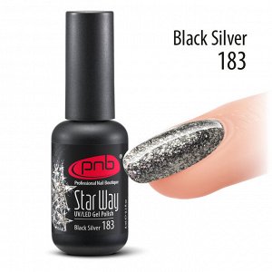Гель-лак глиттерный PNB 183 Black Silver 8 мл
