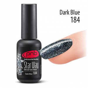 Гель-лак глиттерный PNB 184 Dark Blue 8 мл
