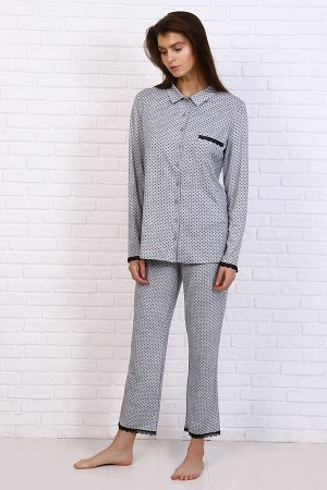 Пижама 056063 - серый/горох