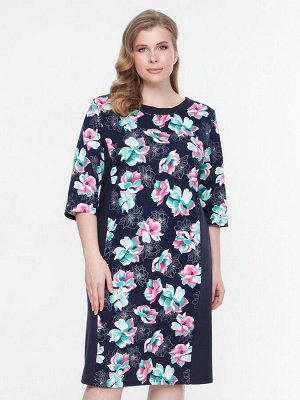 Платье Линда2 (темно-синий/цветы)