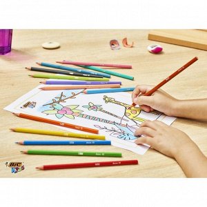 Цветные карандаши 18 цветов, детские, шестигранные, ударопрочные, BIC Kids Evolution