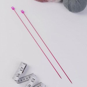 Спицы для вязания, прямые, с измерительной шкалой, d = 2 мм, 35 см, 2 шт, цвет красный
