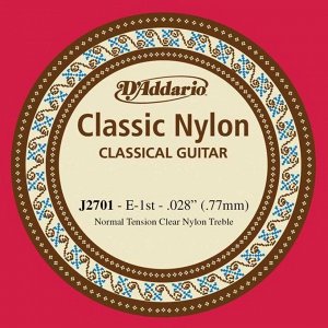 Отдельная первая струна для классической гитары D'Addario J2701 Classical, нейлон