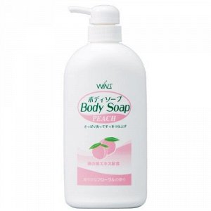 Крем-мыло для тела "Wins Body Soap peach" с экстрактом листьев персика и богатым аром. 550 мл