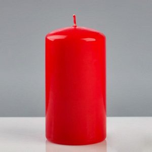 Свеча - цилиндр лакированная, 7?13 см, красная