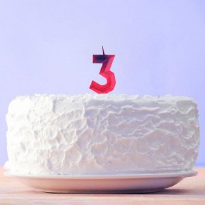 Свеча в торт «3», в пакете, цифра, 9 х 2,8 см