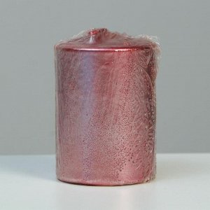 Свеча - цилиндр парафиновая, розовая с блёстками, металлик, 5,6?8 см