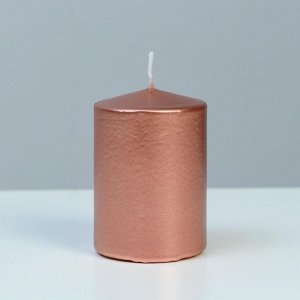 Свеча - цилиндр парафиновая, лакированная, нежно розовый металлик, 5,6?8 см
