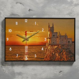 Часы настенные, серия: Природа, "Закат", 1 АА, плавный ход, 57х35х4 см