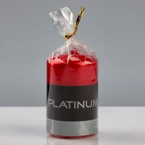Свеча - цилиндр лакированная, "Platinum", 5?8 см, красный матовый металлик