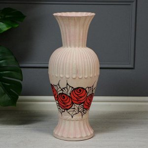 Ваза напольная "Ромашка" резная, роза, 54 см, микс, керамика