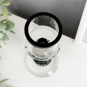 Подсвечник стекло на 1 свечу "Кристалл шар" чёрные вставки 18,3х7х7 см
