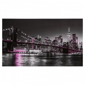 Картина на холсте "Ночной мост" фиолет 60х100 см