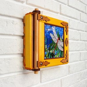 Ключница - картина, деревянная "Стрекоза", 20 х 20 х 6 см