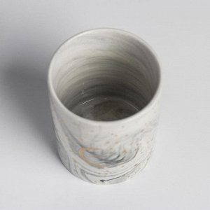 Керамическое кашпо с тиснением «Луна», 8 х 9,5 см