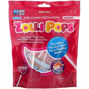 Zollipops, The Clean Teeth Pops, Малина, 15 ZolliPops, 3,1 унции