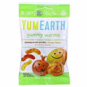 YumЕarth, Желатиновые червячки, различные вкусы, 12 упаковок, по 2,5 унц. (71 г) каждая