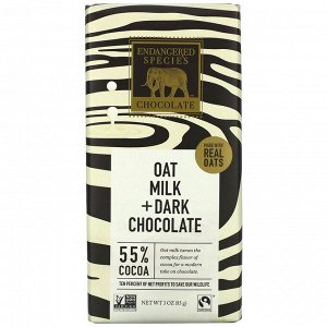 Endangered Species Chocolate, Овсяное Молоко + Темный Шоколад, 55% Какао, 3 унции (85 г)