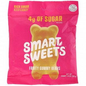 SmartSweets, Fruity, Gummy Bears,  Raspberry, Apple, Lemon, Peach, 1.8 oz (50 g)