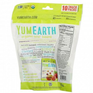 YumЕarth, Органическая фасоль маринованная, ассорти вкусов, 10 упаковок снеков, 19,8 г (0,7 унции) каждая
