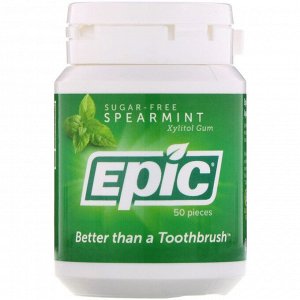 Epic Dental, Жевательная резинка с ксилитом, без сахара, мята, 50 шт.