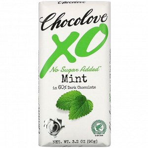 Chocolove, XO, Mint in 60% Dark Chocolate Bar, 3,2 унции ( 90 г)