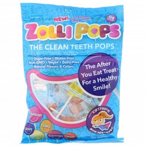 Zollipops, Леденцы чистить зубы Соз; клубника, апельсин, малина, вишня, виноград, ананас; 25+ ZolliPops, 5,2 унции