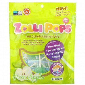Zollipops, The Clean Teeth Pops, Зеленое яблоко, 3,1 унции