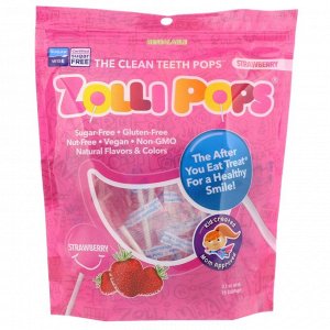 Zollipops, The Clean Teeth Pops, ZolliPops, леденцы с клубничным вкусом, 15 шт., 88 г (3,1 унции)