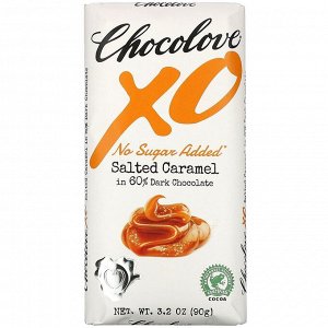 Chocolove, XO, Соленая карамель в 60% темном шоколаде, 3,2 унции ( 90 г)