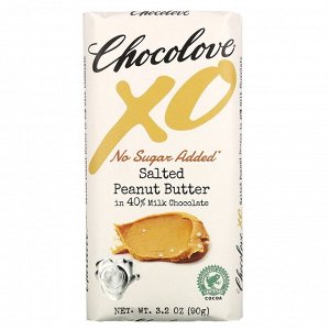 Chocolove, XO, Соленое арахисовое масло в 40% Молочном шоколаде, 3,2 унции ( 90 г)