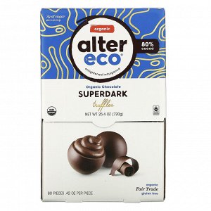 Alter Eco, Органические Шоколадные трюфели, Superdark, 60 штук, 42 унции Каждый