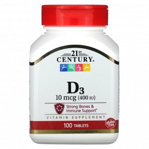 21st Century, Vitamin D3, 400 IU, 100 Tablets