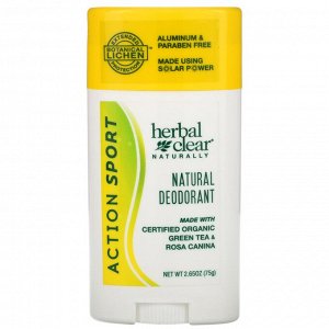 21st Century, Herbal Clear Naturally, натуральный дезодорант, активный спорт, 2,65 унции (75 г)