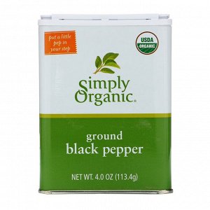 Simply Organic, Молотый черный перец, 4 унции (113,4 г)