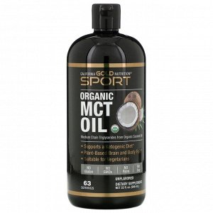 California Gold Nutrition, SPORTS, органическое масло MCT, неароматизированное, 946 мл (32 жидк. унции)