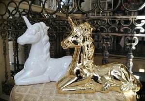 Декор 1020-GOLD Единорог 28*11,5*23cm керамика