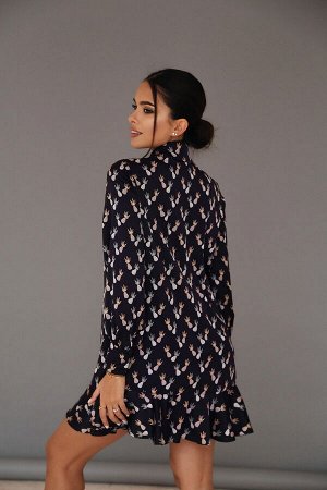 Платье-рубашка из искусственного шёлка с воланом
