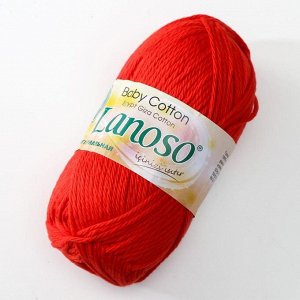 Пряжа "Baby cotton" 100% египетский хлопок 105м/50гр (956 красный)