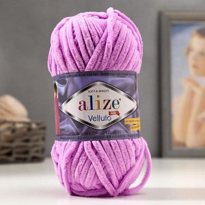 Плюшевая пряжа для вязания спицами, крючком ALIZE, Velluto, 100% микрополиэстер, 68 м/100 г, (60 чёрный)