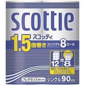 Туалетная бумага Crecia "Scottie 1.5" однослойная (90 м) 8 шт