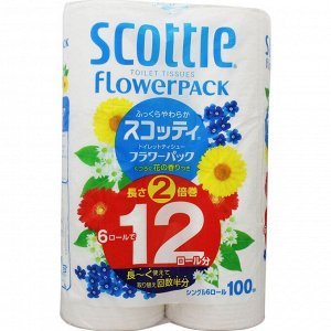 Туалетная бумага Crecia "Scottie FlowerPACK 2" однослойная (100 м) 6 шт