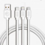 MARK White 3in1 зарядный кабель iOS Lightning  / Micro USB / Type-C