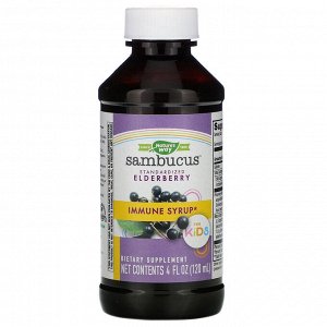 Nature's Way, Sambucus для детей, стандартизированный экстракт бузины, сироп для укрепления иммунитета, 120 мл (4 жидк. унции)