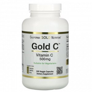 California Gold Nutrition, Gold C, витамин C, 500 мг, 240 вегетарианских капсул