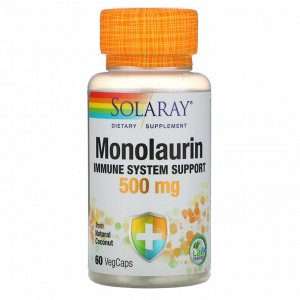 Монолаурин Solaray, Монолаурин, 500 мг, 60 вегетарианских капсул
Поддержка иммунной системы
Монолаурин является моноэфиром лауриновой кислоты (жирной кислоты, обнаруженной в кокосовом масле и присутст
