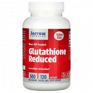 Глутатион Jarrow Formulas, Глутатион сокращенный, 500 мг, 120 вегетарианских капсул. Антиоксидант. Среди антиоксидантных функций Glutathione Reduced - переработка витаминов E и C, а также критическая 
