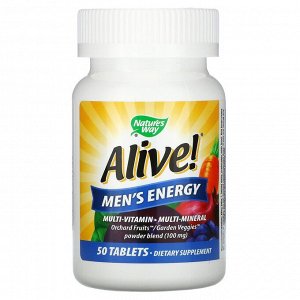 Nature's Way, Alive!, комплекс мультивитаминов и мультиминералов для пополнения запаса энергии мужчин, 50 таблеток